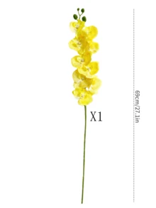 1/3/6 bông hoa lan Phalaenopsis nhân tạo, cao 69cm. Hoa giả thích hợp để trang trí tường, phòng khách, phòng ngủ, đám cưới, tiệc tùng, bàn làm việc, nhà cửa, văn phòng, trang trí bàn tiệc, ngoài trời, sân vườn. Thích hợp cho mùa xuân, hè, thu, đông. - Màu vàng - Xem 10