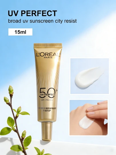 L'Oreal 15ml/0.5oz Face Sunscreen Lotion, SPF50+ PA+++, Non-Greasy, Sunscreen, Facial Sunscreen, UV Protection, Lightweight, Travel Size