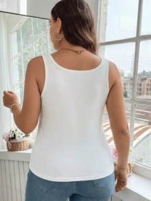 2pcs Plus Size Lace Camisole Vest, Breathable Solid Color Tops For Women, Fashionable Elegant Sleeveless Fitted Camisole Vest, Sexy Camisole Tops For All Seasons - Multicolor - View 5