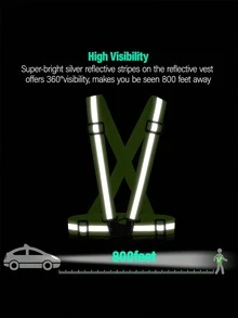 1pc Reflective Vest, Elastic Reflective Strips, Reflective Clothing, Suitable For Night Running, Cycling, Walking, All Season, Reflective Running Vest - Multicolor - View 5
