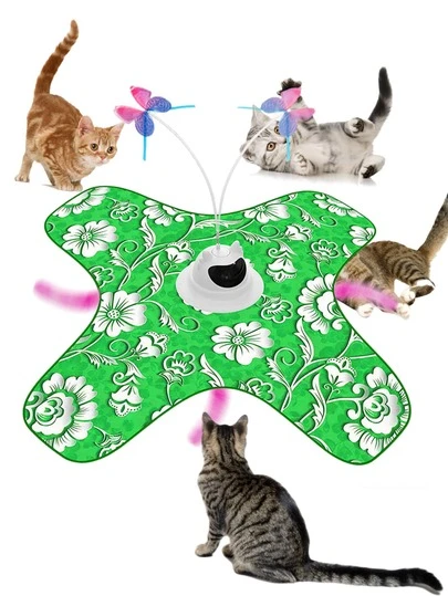 fupu 1个猫咪宠物玩具罩，一款自娱自乐的躲藏和追逐游戏小工具，宠物电动益智玩具，猫咪玩具，游戏垫内快速移动的球，自动运动激活球形躲藏游戏，适合室内运动，Kicke猫咪互动玩具