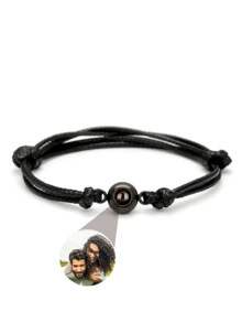 Pulsera trenzada con proyección de foto y dibujos animados personalizable | Diseño de cordón multicolor ajustable | Joyería conmemorativa personalizada | Ideal para parejas, regalos festivos y uso diario - Multicolor - Ver 13