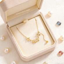 VceTd 1件简约浪漫风格不锈钢Y型项链，镂空星形吊坠设计，适合女性日常生活、通勤、节日、派对、下午茶、晚餐、音乐节等场合佩戴，或作为礼物送给爱人。 - 金黃色 - 查看 1