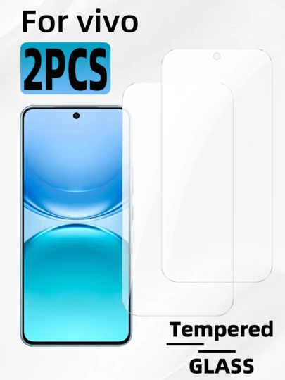 2pcs Tempered Glass Screen Protector, Compatible With Vivo, High Definition & Hardness, Full Coverage, Anti-Scratch, Anti-Fingerprint, Anti-Oil, Anti-Drop, Easy Installation, No White Edges, No Bubbles, Compatible With Phone Cases