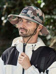 1 Stück Unisex Camouflage Seil Fischerhut mit breiter Krempe, schnelltrocknender runder Outdoor Dschungel Hut für Frühling/Sommer, Sonnenschutz, atmungsaktive Mesh Jagd Camouflage Mütze, vielseitige Anglermütze für Männer und Frauen - A - Übersicht 2