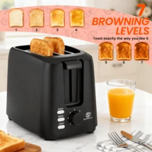 SUPERLEX 2 Slice Toaster Features Seven Toasting Levels, Extra-Wide Slots, Defrost And Preheat Functions,750W Of Fast Heat,An LED Indicator Light,And A Removable Crumb Tray For Easy Cleaning.Suitable For Toast,Croissants, Paninis,Sandwiches And Various Snacks - UK Plug(220-240V) - View 11