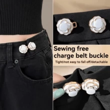 2/4Pairs Camellia Rose Jeans Tightening Brooch, Adjustable Button To Make Larger Size Smaller, No-Sew Removable Waist Buckle - Multicolor - View 8