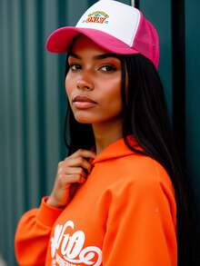 1PC Women's "GOODVIBES" Patch Mesh Hat, Casual Adjustable Snapback Trucker Cap,Y2K Aesthetic Mesh Trucker Hat,Breathable Sun Hat Daily Casual Headwear,Perfect For Casual Outings & Vacation - Multicolor - View 6