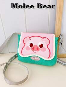 Molee Bear 儿童卡通动物斜挎包 - 熊、怪兽、鹿和猪图案，适合女孩和幼儿 - 綠色 - 查看 2