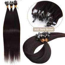 100Strands Micro Ring Loop Tip Remy Human Hair Extensions Straight Micro Beads Link Hair 0.5g/Strand #1 Jet Black #1B Natural Black #2 Dark Brown #4 Medium Brown #6 Light Brown - #2 Dark Brown - 查看 2