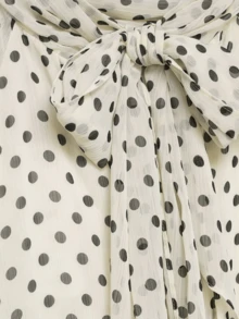 Camisa casual y holgada con lunares y decoración de lazo para mujer DEEKA, estilo europeo y americano, primavera/verano - Beis - Ver 8