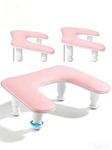 Adjustable U-Shaped Hand Support Pad, White PU Leather Hand Support Pad Suitable For Manicurists - Pink - View 3
