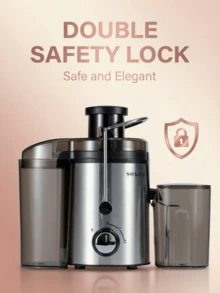 SOKANY 1000瓦单螺旋离心式榨汁机，3档速度调节，3英寸宽进料口，可放入整颗水果和蔬菜，易于清洁，是家庭使用的理想之选。 - 查看 7