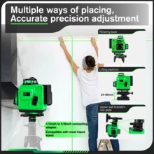 ONEVAN 16 Lines 4D Laser Levels 360 Horizontal Vertical Green Line Laser Level Self-Leveling Measure Leveling Tool - UK Plug(220-240V) - View 13