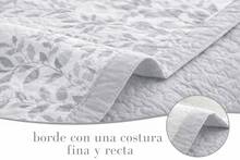 Kynley 夏季及換季床罩，100% 聚酯材質，輕薄柔軟，白色，搭配 45x70 公分枕套 - Hojas Grises - 查看 3