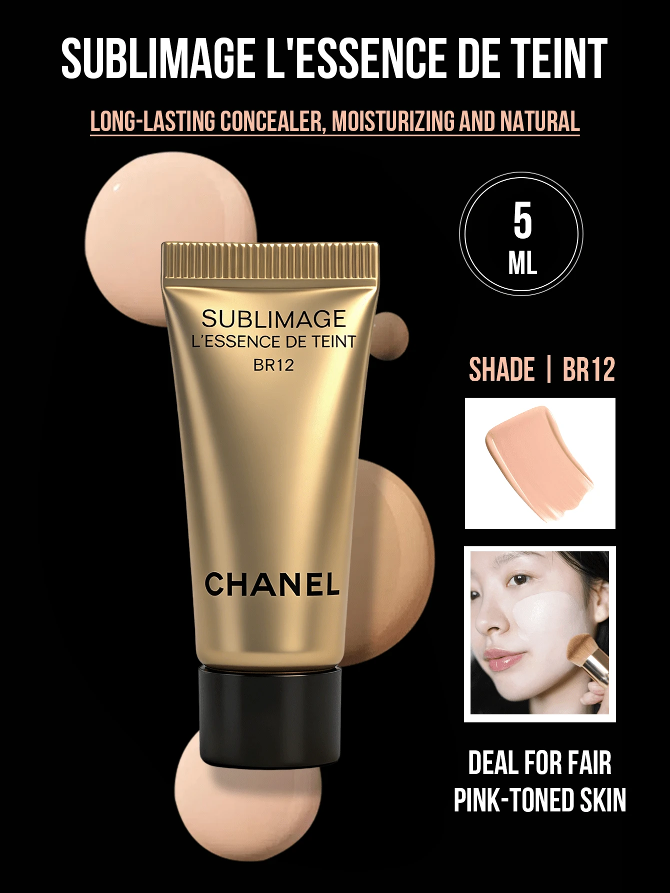 Chanel Luxury Essence Foundation, 5ml Sample, Deeply Moisturizing & Nourishing, Soft Glowing Texture, Long-Lasting & Adherent, Suitable For Dry Skin