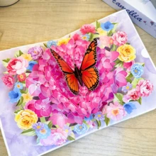 1张3D立体蝴蝶贺卡 - 适合送给妻子、丈夫、女友、妈妈、爸爸、父母（生日、祝贺、感谢、周年纪念） - 彩色 - 查看 10