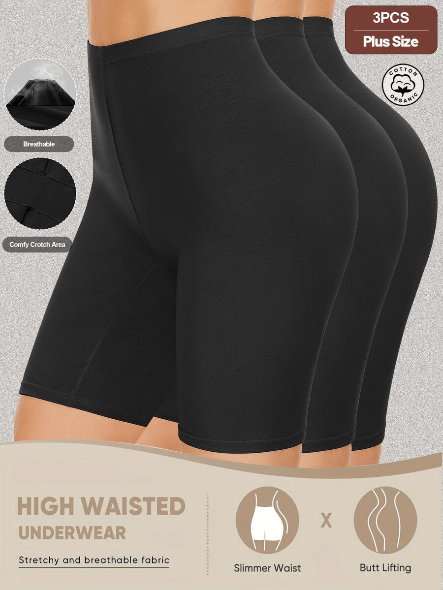 Set de 3 pantalones de informales sin costuras de talle medio para tallas grandes - Multicolor - Ver 1