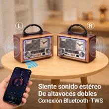 BOSSNEY radios,radio am fm portátil con bocinas de Bluetooth, radios de comunicación,con reloj,radio retro,reproducción de tarjetas USB TF, radio recargable solar/USB-C, altavoz doble,  radios transistores portátiles AM FM, radio Bluetooth,1200mAh,BT, FM, AM, SW, USB, TF, AUX - Marrón rojizo - Ver 8