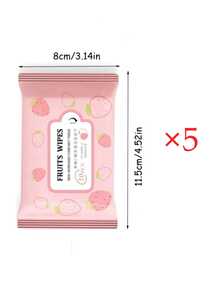 10 Pieces / 100 Pieces Mini Portable Hand-Mouth Cleaning Wipes, Care Wipes, Each Pack Contains 10 Pieces, Pull-Out Type Cleaning Wipes - Pink - View 10