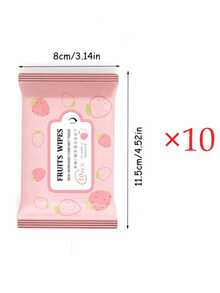 10 Pieces / 100 Pieces Mini Portable Hand-Mouth Cleaning Wipes, Care Wipes, Each Pack Contains 10 Pieces, Pull-Out Type Cleaning Wipes - Pink - View 11