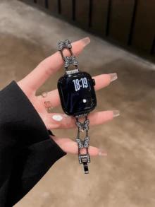 Gold Butterfly Metal Band, Compatible With 38/40/41/42/44/45/46/49mm Dial, Compatible With Apple Watch Ultra/S10/9/8/7/6/5/4/3/2/1 - Golden White Flower - View 18