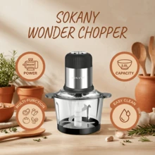 3L Stainless Steel Electric Meat Grinder With 4 Sharp Blades, Can Grind Meat, Vegetables, Fruits And Nuts - SOKANY - EU C Type Plug(220-240V) - View 11