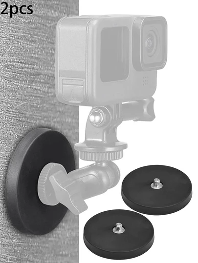 1 o 2 paquetes de soporte magnético para cámara con rosca de 1/4 de pulgada, base de succión fuerte para cámara de acción, teléfono, luz y monitor, compatible con accesorios Insta360 GO 3 para coche, barco y fotografía al aire libre