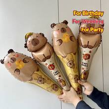 10/15 piezas Conjunto de globos de aluminio con temática de capibara en miniatura, adecuado para decoración de fiesta de cumpleaños, estilos aleatorios - Conjunto de globos de capibara - Ver 4
