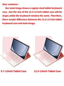 Detachable Rechargeable Touchpad Keyboard Case With Pen Slot, Compatible With Samsung Galaxy Tab / IPad / Redmi Pad SE, Magnetic Bluetooth Keyboard Cover (Light Gray) - Light Grey - View 11