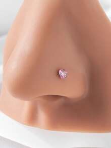 1件/2件装 时尚简约个性化锆石不锈钢鼻环/鼻钉 女士魅力派对礼物（单独出售或套装出售） - 粉色 - 查看 11
