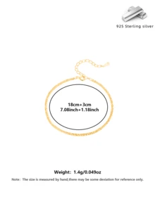 925 Sterling Silver Starry Sky Bracelet & Anklet Set, Luxury Jewelry Gift Box, Hypoallergenic For Women - Gold - View 3