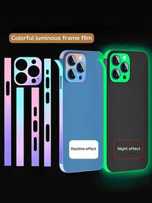 2片装夜光手机边框及镜头保护膜，夜光效果显著，具有自修复功能，防撞边框，防刮擦，采用高级粘合材料，粘合力强，兼容 17 Pro Max/17 Pro/17 Air/17/16 Pro Max/16 Pro/16 Plus/16/15 Pro Max/15 Pro/15 Plus/15/14/13/12等型号 - 炫彩 - 查看 2