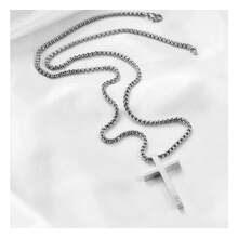 Customized Name Cross Pendant Necklace, Personalized Engrave Text Name Date Stainless Steel Black Cross Pendant Necklace Chokers, Valentine's Day Gift, Christian Jewelry Accessories - 彩色 - 查看 4