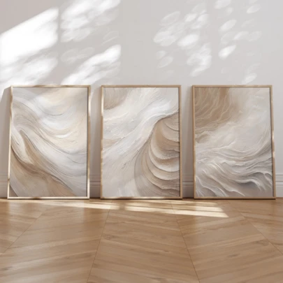 3pcs Modern Wall Art Posters, White Marble Abstract Pattern, Mainly In White And Cream Tones, Geometric Art Texture, Home Decor Wall Art, With Or Without Frames, Ideal Housewarming Gift, Suitable For Dorm, Apartment, Hotel, Home, Living Room, Bedroom, Bathroom, And Office