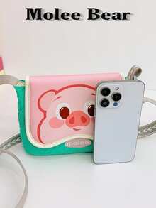 Molee Bear 儿童卡通动物斜挎包 - 熊、怪兽、鹿和猪图案，适合女孩和幼儿 - 綠色 - 查看 5