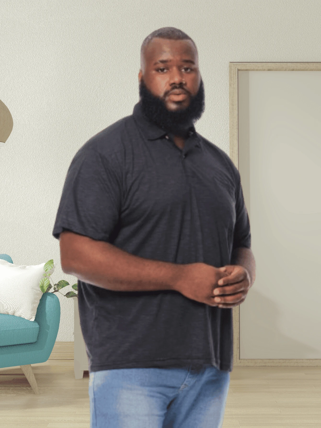 Men's Plus Size Polo Shirt G1 G2 G3 (Large Size, Special Size) - 深灰色 - 查看 1