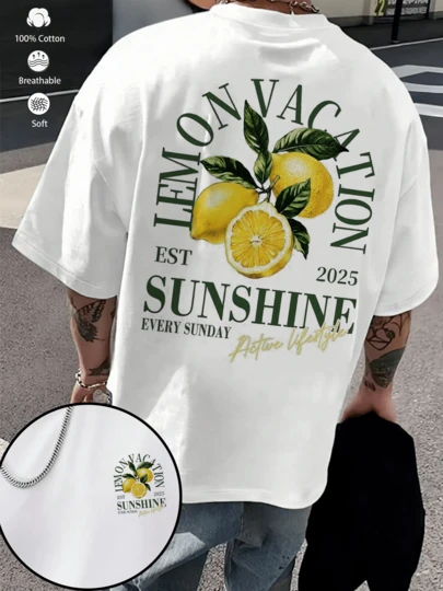 Koszulka z nadrukiem w stylu kreskówki/anime, wykonana w 100% z bawełny, unisex, w stylu unisex, odpowiednia na każdą porę roku, z nadrukiem w stylu kreskówki/litera, okrągłym dekoltem i krótkim rękawem, luźny, swobodny krój, modna koszulka z grafiką dla fanów anime