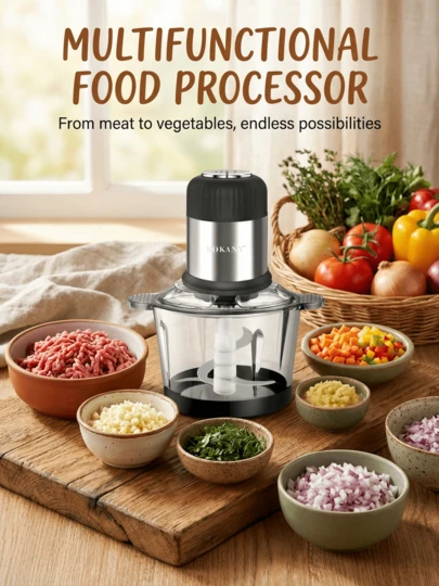  3L Stainless Steel Electric Meat Grinder With 4 Sharp Blades, Can Grind Meat, Vegetables, Fruits And Nuts - SOKANY