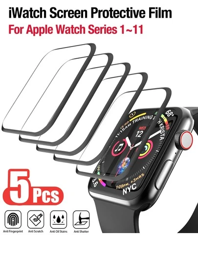 XINHONGYU 5 Packs Full Coverage Scratch Resistant Screen Protectors TPU Protective Compatible With Apple Watch Series Ultra 3, Series 11/10/9/8/7/6/5/4/SE3, Suitable For Ultra 49mm 45mm 40mm 42mm, HD Screen Protector, Scratch And Rub Resistant