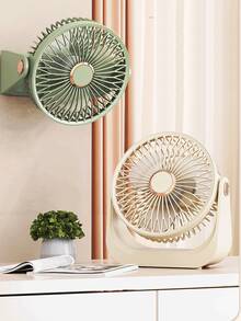 Ventilador de escritorio, ventilador de circulación de aire pequeño para oficina, dormitorio, cama, montado en la pared, uso doméstico, silencioso, recargable - Multicolor - Ver 9