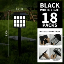 24/18/12/8/6/4/2-Piece Outdoor Solar Light White/Warm LED Landscape Courtyard Light, Cute Small House Design, 4-6 Hour Long-Lasting Outdoor Path Light IP43 Waterproof, Suitable For Sidewalks, Lanes, Courtyards And Lawns, Easily Adapting To Various Outdoor Weather Conditions. Solar Lights Outdoor Waterproof/Night Light/Lantern Light - 黑色 - 查看 15