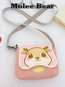 Bolsos bandolera de dibujos animados de animales para niños de Molee Bear - Diseños de oso, monstruo, ciervo y cerdo para niñas y niños pequeños - Rosa - Ver 4