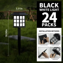 24/18/12/8/6/4/2-Piece Outdoor Solar Light White/Warm LED Landscape Courtyard Light, Cute Small House Design, 4-6 Hour Long-Lasting Outdoor Path Light IP43 Waterproof, Suitable For Sidewalks, Lanes, Courtyards And Lawns, Easily Adapting To Various Outdoor Weather Conditions. Solar Lights Outdoor Waterproof/Night Light/Lantern Light - 黑色 - 查看 13