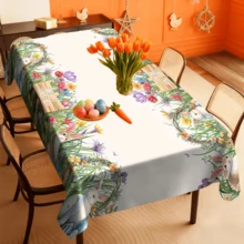 1/20 piezas Mantel con tema de Pascua, mantel con patrón de flores y huevos de Pascua con conejitos, mantel de Feliz Pascua, decoración de mesa de comedor con tema de primavera, decoración del hogar, regalo de Pascua - Multicolor - Ver 7