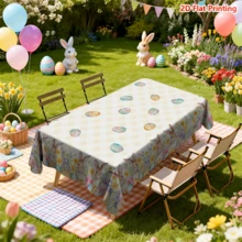 1/20 pièces Nappe thème de Pâques et printemps, motif d'œufs de Pâques et de lapin, convient pour les rassemblements de fête, la cuisine, la décoration de salle à manger, la décoration de fête de printemps/été, la décoration de Pâques, cadeau de Pâques - Multicolore - Voir 7
