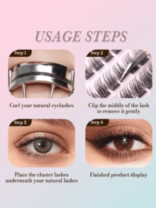 60簇自粘假睫毛，蓬松假睫毛簇，8-16毫米混合D卷度，预粘睫毛簇，无需胶水，单根假睫毛，自然妆效，棕色睫毛簇，无需胶水或卸妆产品，假睫毛，漫画风格假睫毛，送给女性和女孩的礼物，化妆工具 - D - 查看 8