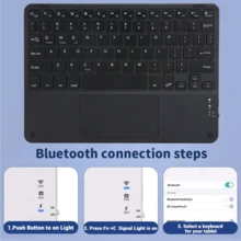 Detachable Rechargeable Touchpad Keyboard Case With Pen Slot, Compatible With Samsung Galaxy Tab / IPad / Redmi Pad SE, Magnetic Bluetooth Keyboard Cover (Black) - Black - View 2