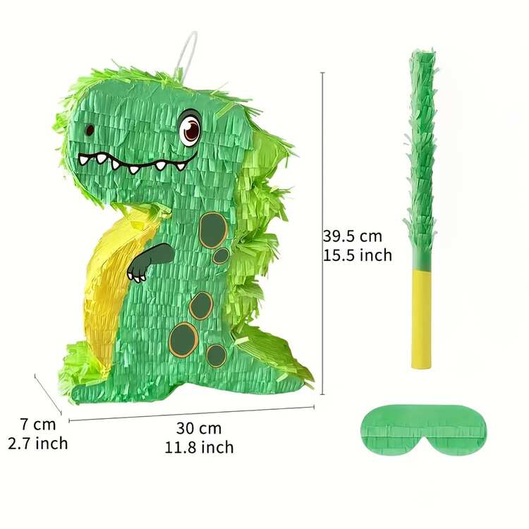 4pcs/Set Dinosaur Shaped Piñata Party Decorations, Includes Bat & Colorful Confetti, Suitable For Party Decor, Photo Props, Birthday, Halloween, Christmas, Easter, Anniversary - Dinosaur-themed Outfit - View 6