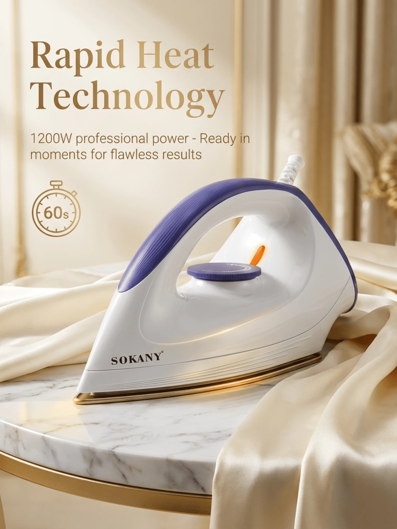 SOKANY Handheld Garment Steamer, Ceramic Soleplate Design, Suitable For Various Fabrics, Constant Temperature Ironing, Non-Damaging, Adjustable Temperature Control, Overheat Protection - EU E Type Plug(220-240V) - View 1